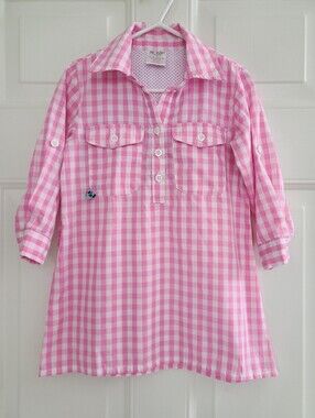 Prodoh Toddler Girls Fishing Dress Pink Gingham Size 2T Roll Tab Sleeve